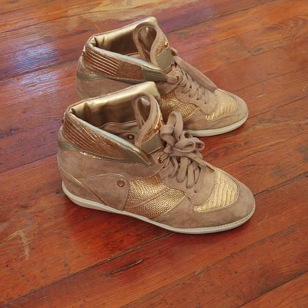 Michael Kors Nikko Wedge High Top Suede Sneakers Sz 8.5